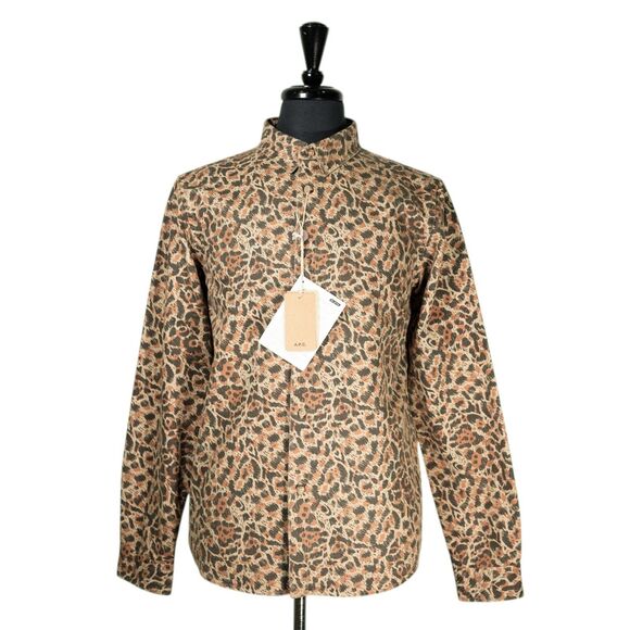 APC Other - A.P.C. Rue Madame Paris Mens Shirt Button Up Leopard Print Overshirt Large NWT